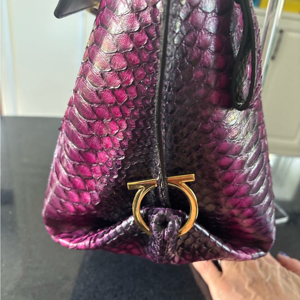 Salvatore Ferragamo Sofia Satchel Python Snake Sk… - image 8